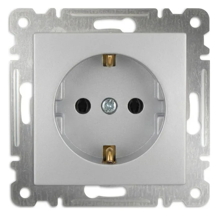 Розетка 1-м СП Karea 16А IP20 с заземл. механизм серебр. Makel 57065028
