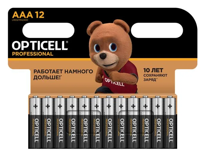 Элемент питания алкалиновый AAA/LR03 (блист. 12шт) Professional Opticell 5052006/6052006