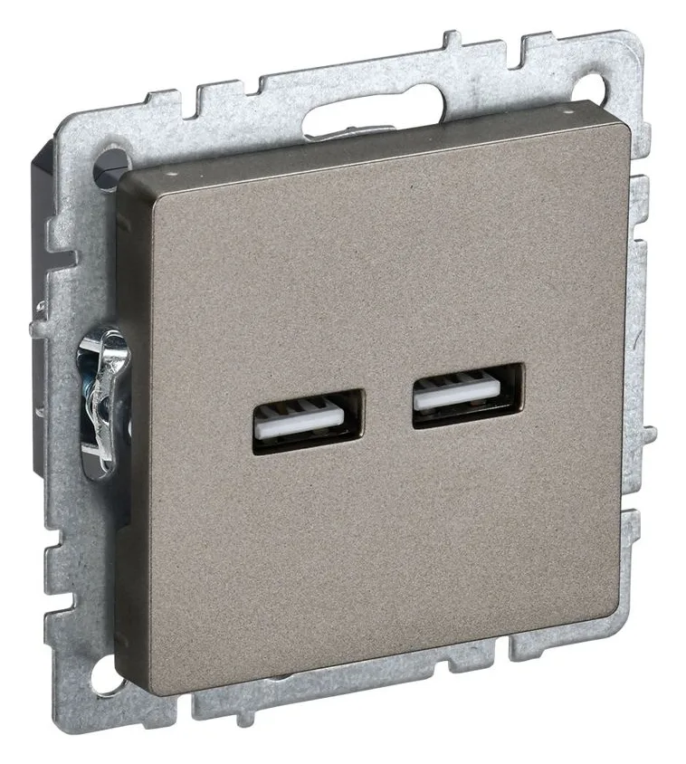 Розетка BRITE USB A+A 3.1А РЮ10-1-БрШ механизм шампань IEK BR-U21-D31-K37