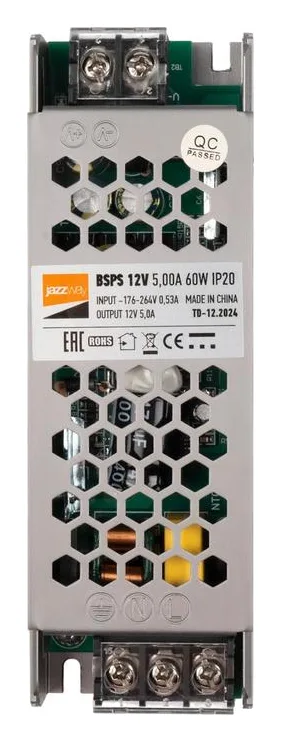 Блок питания для светодиод. ленты BSPS 60Вт 5А 12В IP20 метал. JazzWay 3329327A
