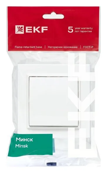 Выключатель 1-кл. СП Минск 10А IP20 бел. Basic EKF ERV10-021-10