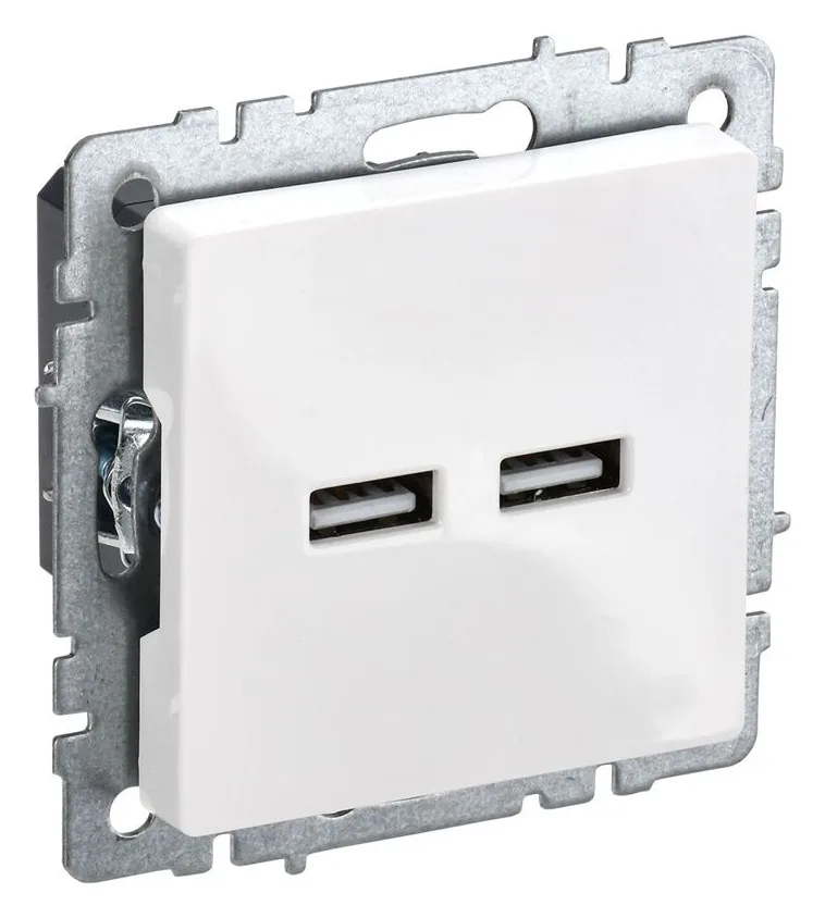 Розетка BRITE USB A+A 3.1А РЮ10-1-БрБ механизм бел. IEK BR-U21-D31-K01