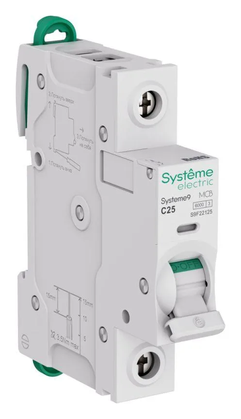Выключатель автоматический 1п C 25А 6кА Systeme9 230В SE S9F22125