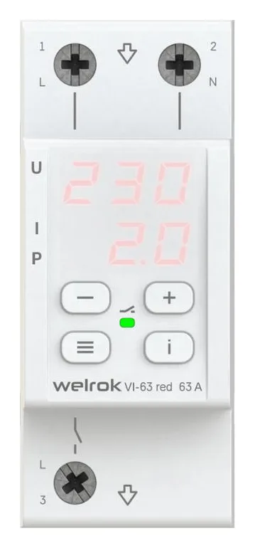 Реле напряжения с контролем тока VI-63 red Welrok 4660251140281