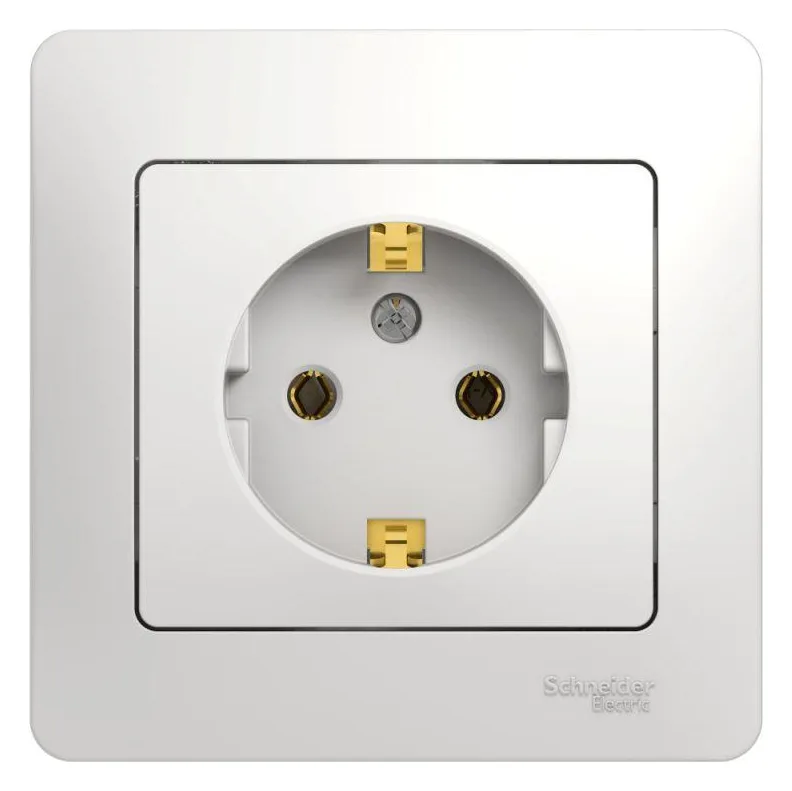 Розетка 1-м СП Glossa 16А IP20 с заземл. в сборе бел. SE GSL000142