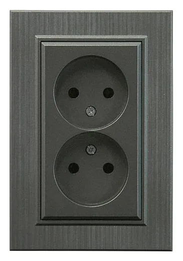 Розетка 2-я Karea LINE STAR без заземл. дым. металлик Makel 86050017