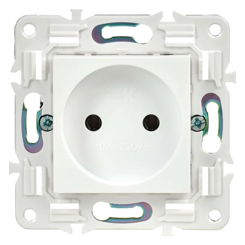Розетка SKANDY 10А без заземл. без защ. шторок SK-R02W арктич. бел. IEK SK-R10-10-K01