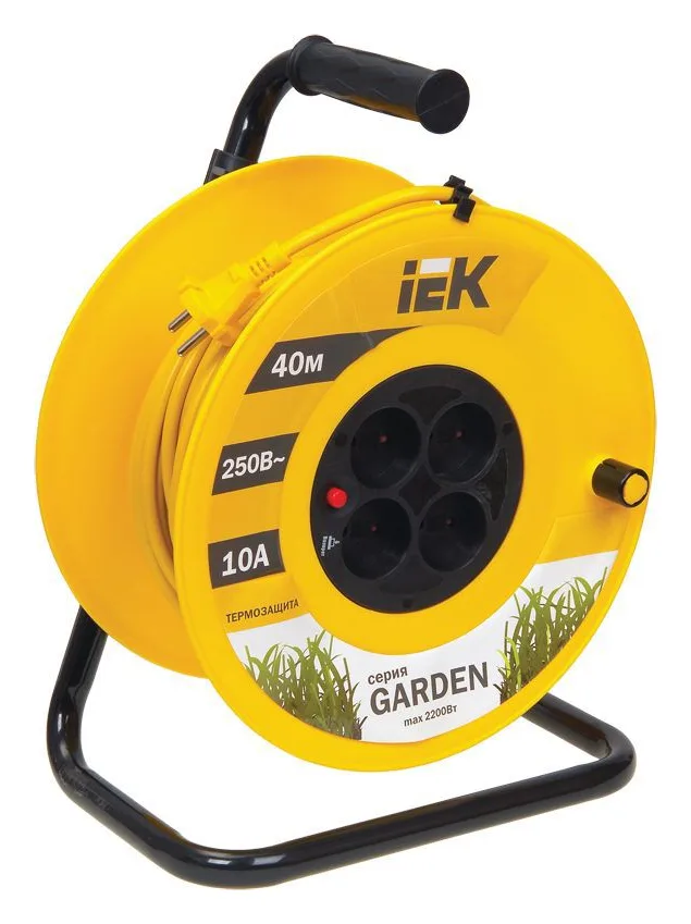 Удлинитель на катушке 4х40м без заземл. 10А IP20 Garden УК40 2х1 термозащита IEK WKP23-10-04-40