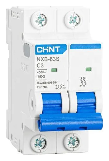 Выключатель автоматический модульный 2п C 3А 4.5кА NXB-63S (R) CHINT 296784