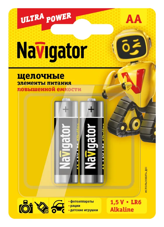 Элемент питания алкалиновый AA/LR6 94 752 NBT-NE-LR6-BP2 (блист.2шт) Navigator 94752