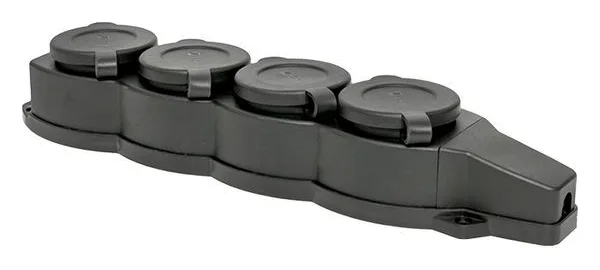 Колодка 4-м 16А IP44 2P+PE 230В с защ. крышками каучук Basic EKF RPS-020-16-230-44
