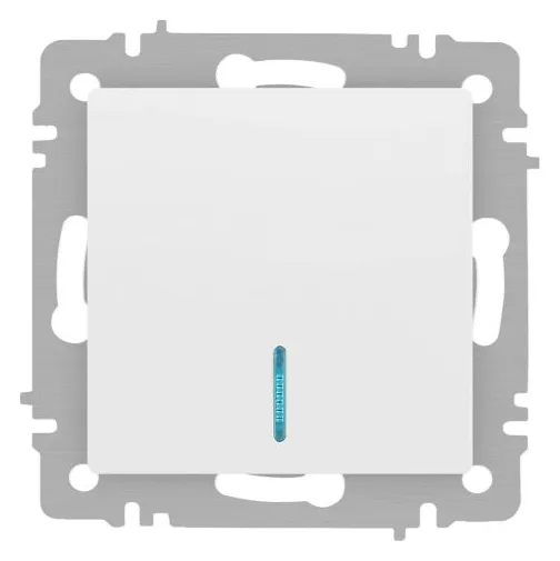 Выключатель 1-кл. СП Accent 6-102-01М 10А IP20 250В с подсветкой AL/CU бел. матов. Intro Б0063466