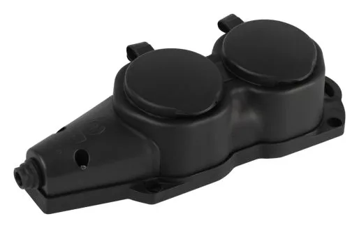 Колодка 2-м с заземл. 16A IP44 KX-2e-B-IP44 каучук. черн. Эра Б0068451