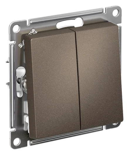 Выключатель 2-кл. СП AtlasDesign 10А IP20 (сх. 5) 10AX механизм мокко SE ATN000651