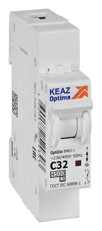 Выключатель автоматический модульный 1п C 32А 4.5кА OptiDin BM63-1C32-4.5-УХЛ3 КЭАЗ 326797