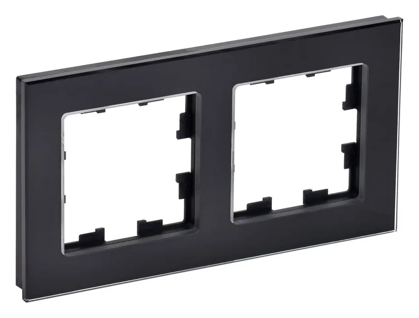 Рамка 2-м BRITE РУ-2-2-БрЧ стекло черн. IEK BR-M22-G-K02