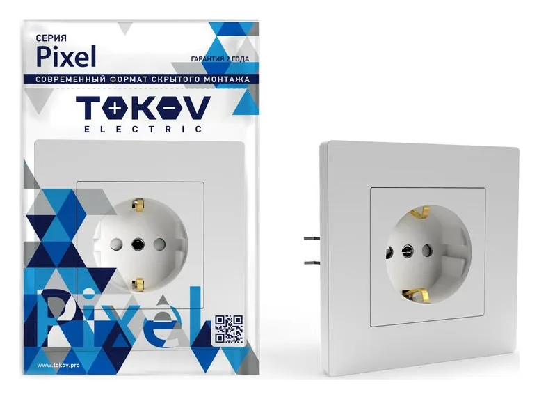 Розетка 1-м СП Pixel 16А IP20 с заземл. защ. шторки в сборе бел. TOKOV ELECTRIC TKE-PX-R1FZSF-C01