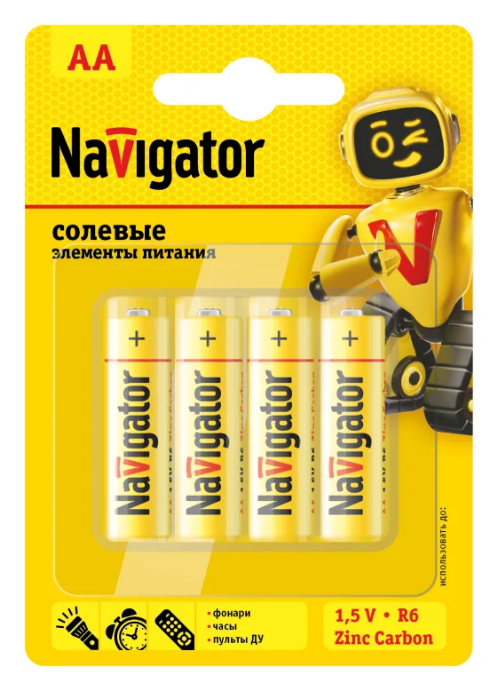 Элемент питания солевой AA/R6 94 758 NBT-NS-R6-BP4 (блист.4шт) Navigator 94758