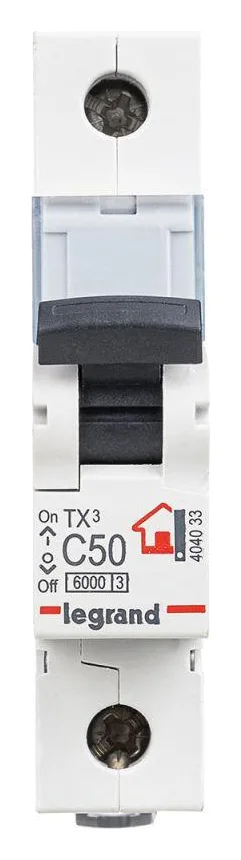 Выключатель автоматический модульный 1п C 50А 6кА TX3 6000 1мод. 230/400В Leg 404033