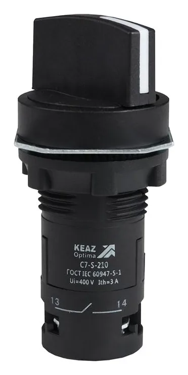 Переключатель 2 положения OptiSignal Compact D22 С7-S-210 черн. 1НО XB7ND21 КЭАЗ 362133