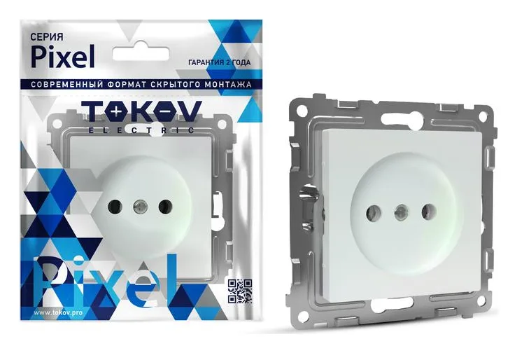 Розетка 1-м СП Pixel 16А IP20 без заземл. защ. шторки механизм перламутр. TOKOV ELECTRIC TKE-PX-R1SF-C04