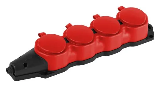 Колодка 4-м с заземл. 16A IP44 KX-4e-RED-IP44 каучук. красн. Эра Б0068456