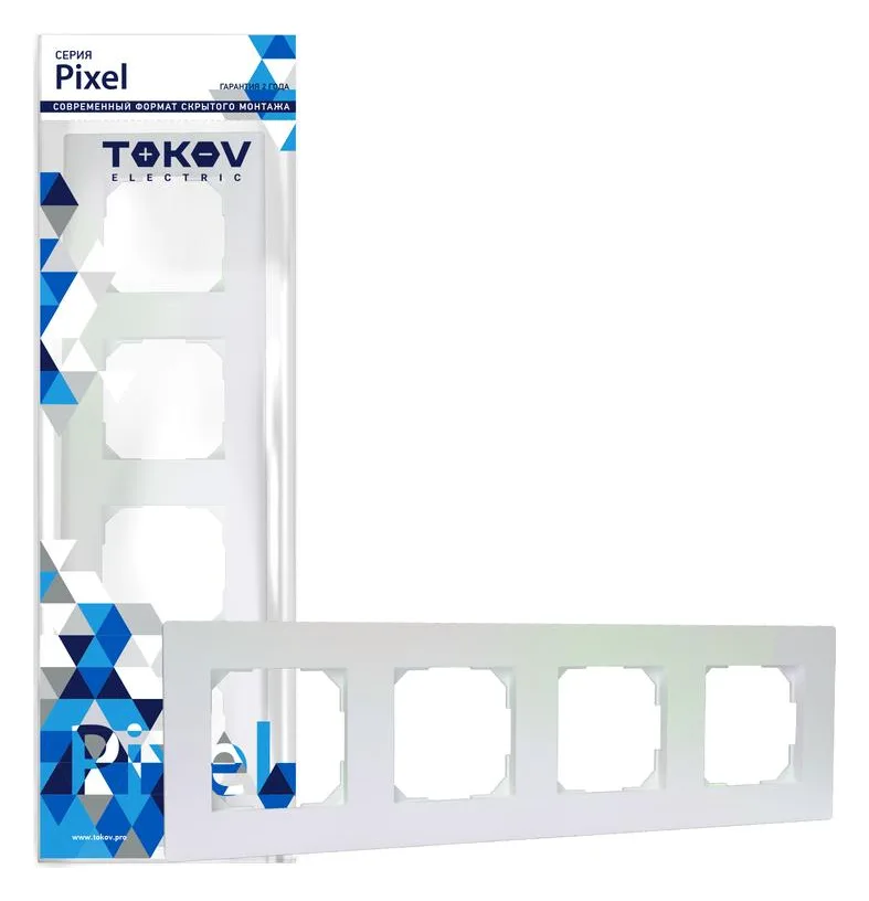 Рамка 4-м Pixel универс. перламутр. TOKOV ELECTRIC TKE-PX-RM4-C04