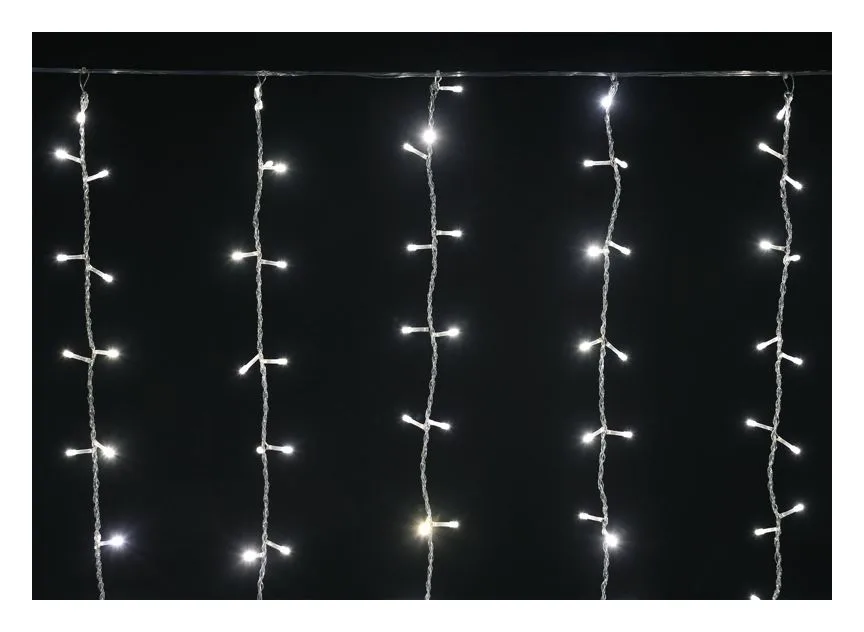 Гирлянда "Занавес" 1.5х1.5м 160LED тепл. бел. IP20 провод прозр. 230В транзит IEK LGDB201-1-160-L1-T-S-20