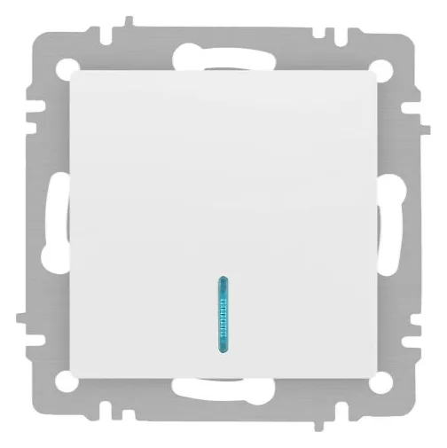 Выключатель 1-кл. СП Accent 6-102-01 10А IP20 250В с подсветкой AL/CU бел. Intro Б0063445