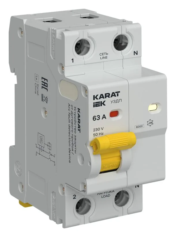 Устройство защиты от дугового пробоя (УЗДП) 1P+N 63А KARAT IEK KA-DP10-1-063