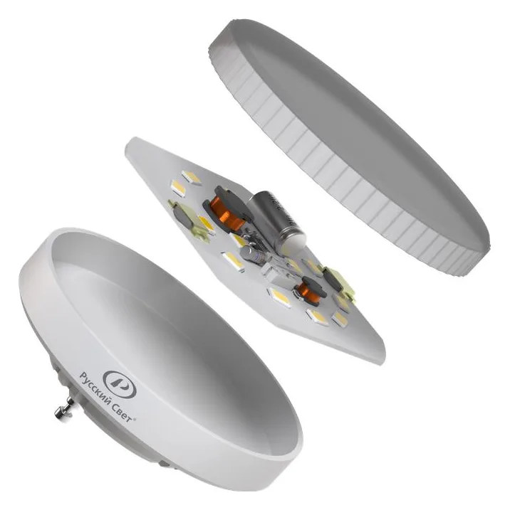 Лампа светодиодная RS LED GX53 8W 220-240V 8Вт таблетка матовая 2700К тепл. бел. GX53 800лм 220-240В Ra90 Русский Свет 15011345064