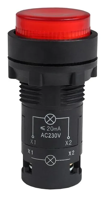 Кнопка с подсветкой OptiSignal Compact D22 С7-PL-M410 красн. 1НО 230В AC XB7NW34M1 КЭАЗ 362101