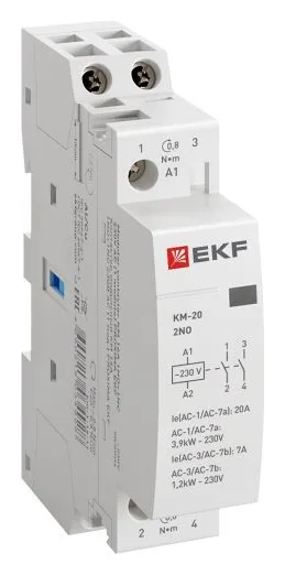 Контактор модульный КМ 20А 2NО (1 мод.) EKF km-1-20-20
