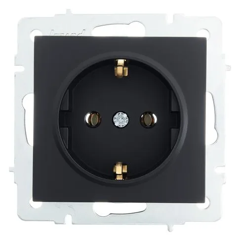 Розетка 1-м СП Vesna с заземл. ПБТ механизм черн. бархат LEZARD 742-4288-122B