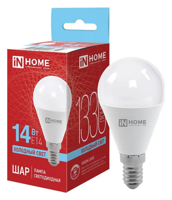 Лампа светодиодная LED-ШАР-VC 14Вт 230В E14 6500К 1330лм IN HOME 4690612047850