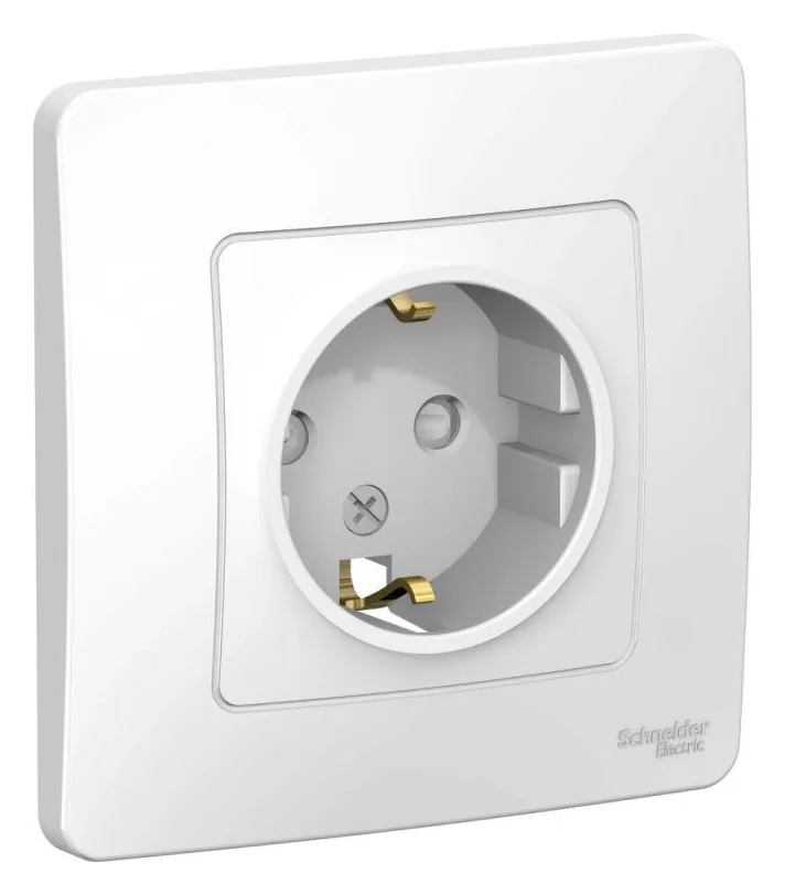 Розетка 1-м СП Blanca 16А IP20 250В с заземл. защ. шторки бел. SE BLNRS001111