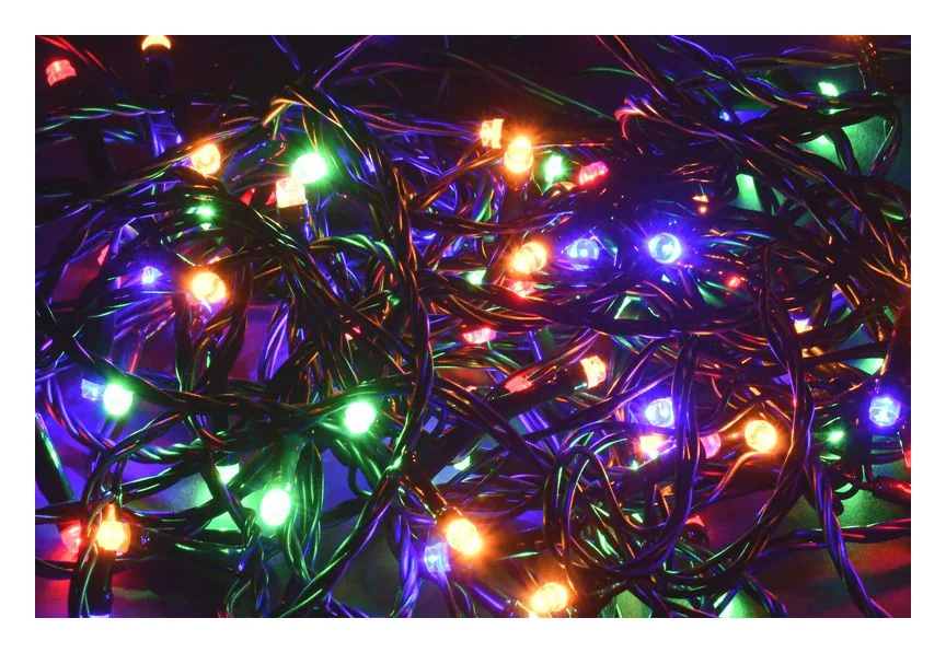 Гирлянда "Нить" 5м 50LED RGB IP20 провод зел. 230В с контроллером 8 режимов IEK LGDB110-3-050-05-G-S-20