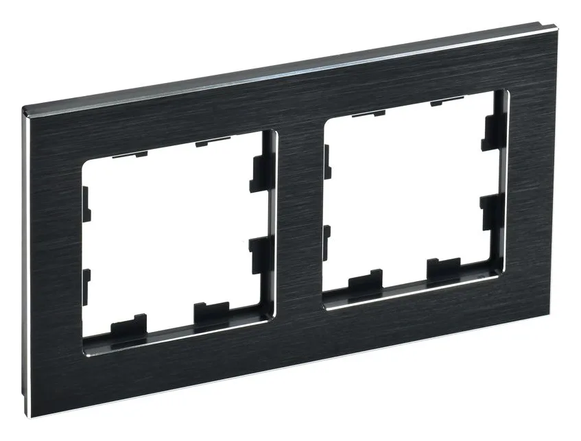 Рамка 2-м BRITE РУ-2-1-БрЧ металл черн. IEK BR-M22-M-K02