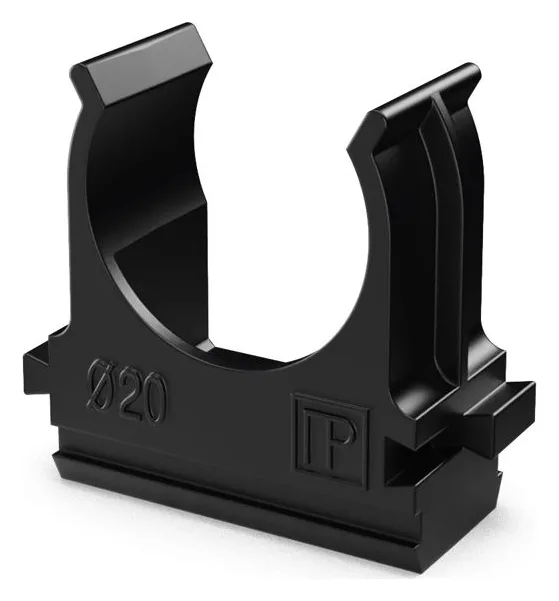 Держатель для труб (клипса) d20мм полистирол черн. Промрукав PR.02720ч