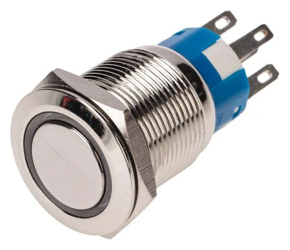 Кнопка антивандальная d19 12В Фикс (5с) ON-OFF/OFF-ON подсв/красн. Rexant 36-3420