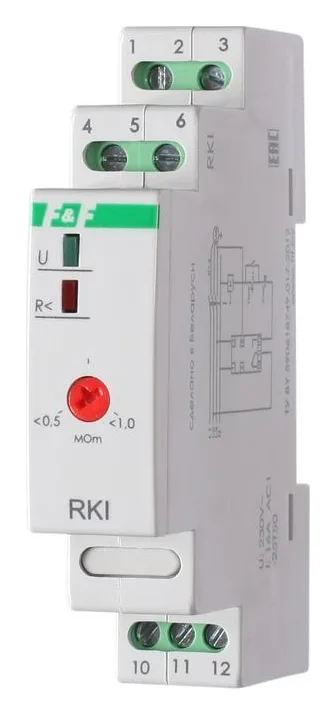Реле контроля изоляции RKI (для контроля сопротивления изоляции в обмотках электродвигателей монтаж на DIN-рейке 35мм) F&F EА05.003.001