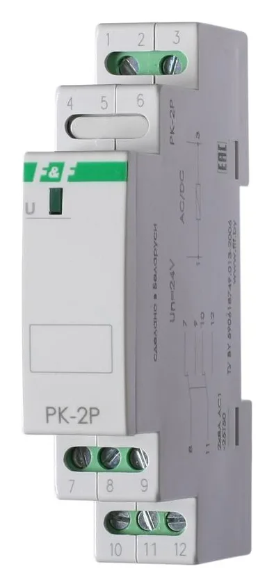 Реле промежуточное PK-2P (монтаж на DIN-рейке 35мм 220В 50Гц 2х8А 2 перекл.) F&F EA06.001.009