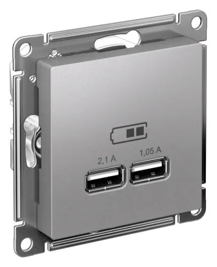 Розетка USB AtlasDesign тип A+A 5В 1х2.1А 2х1.05А механизм алюм. SE ATN000333