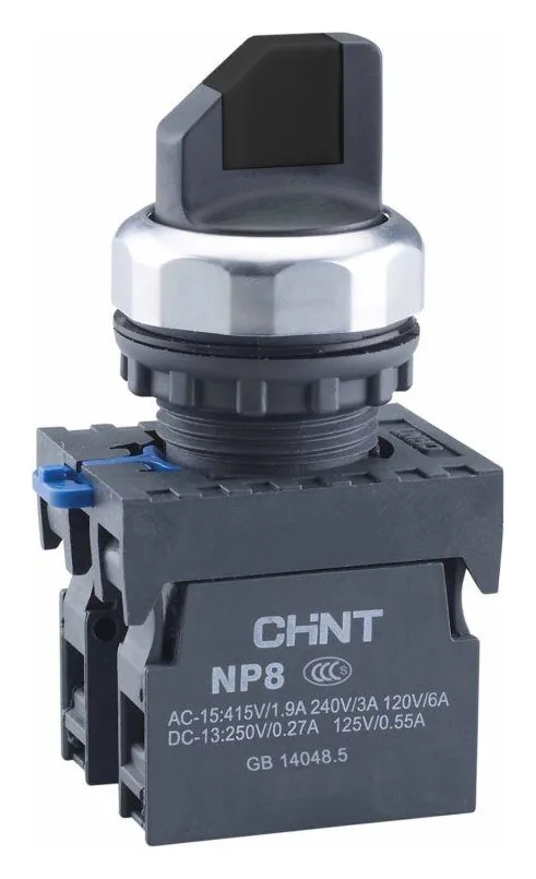 Переключатель без подсветки NP8-11X/312 3 полож. с фиксацией черн. 1НО+1НЗ IP65 (R) CHINT 667137