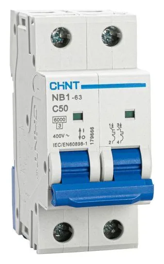 Выключатель автоматический модульный 2п C 50А 6кА NB1-63 (R) CHINT 179666