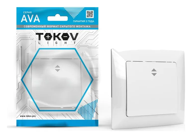 Переключатель проходной 1-кл. СП AVA 10А IP20 в сборе бел. TOKOV ELECTRIC TKL-AV-P1F-C01
