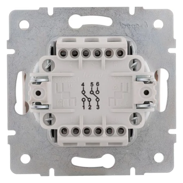 Переключатель проходной 2-кл. СП Rain IP20 механизм бел. LEZARD 703-0288-106