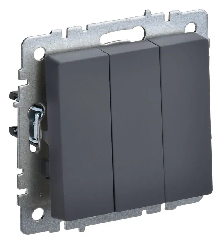 Выключатель 3-кл. СП BRITE ВС10-3-0-БрГ 10А механизм графит IEK BR-V30-0-10-K53