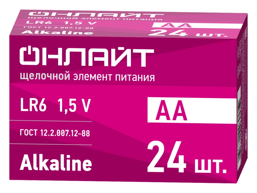 Элемент питания алкалиновый 90 635 OBT-ALK-LR6-BOX24 (бокс 24шт) ОНЛАЙТ 90635