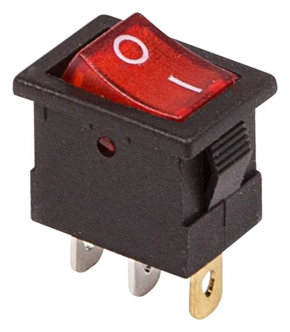 Выключатель клавишный 12В 15А (3с) ON-OFF красн. с подсветкой Mini (RWB-206-1; SC-768) Rexant 36-2170